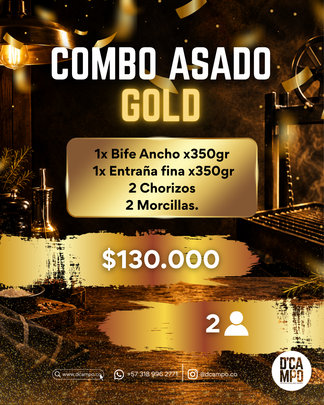 Combo asado Gold para 2 personas
