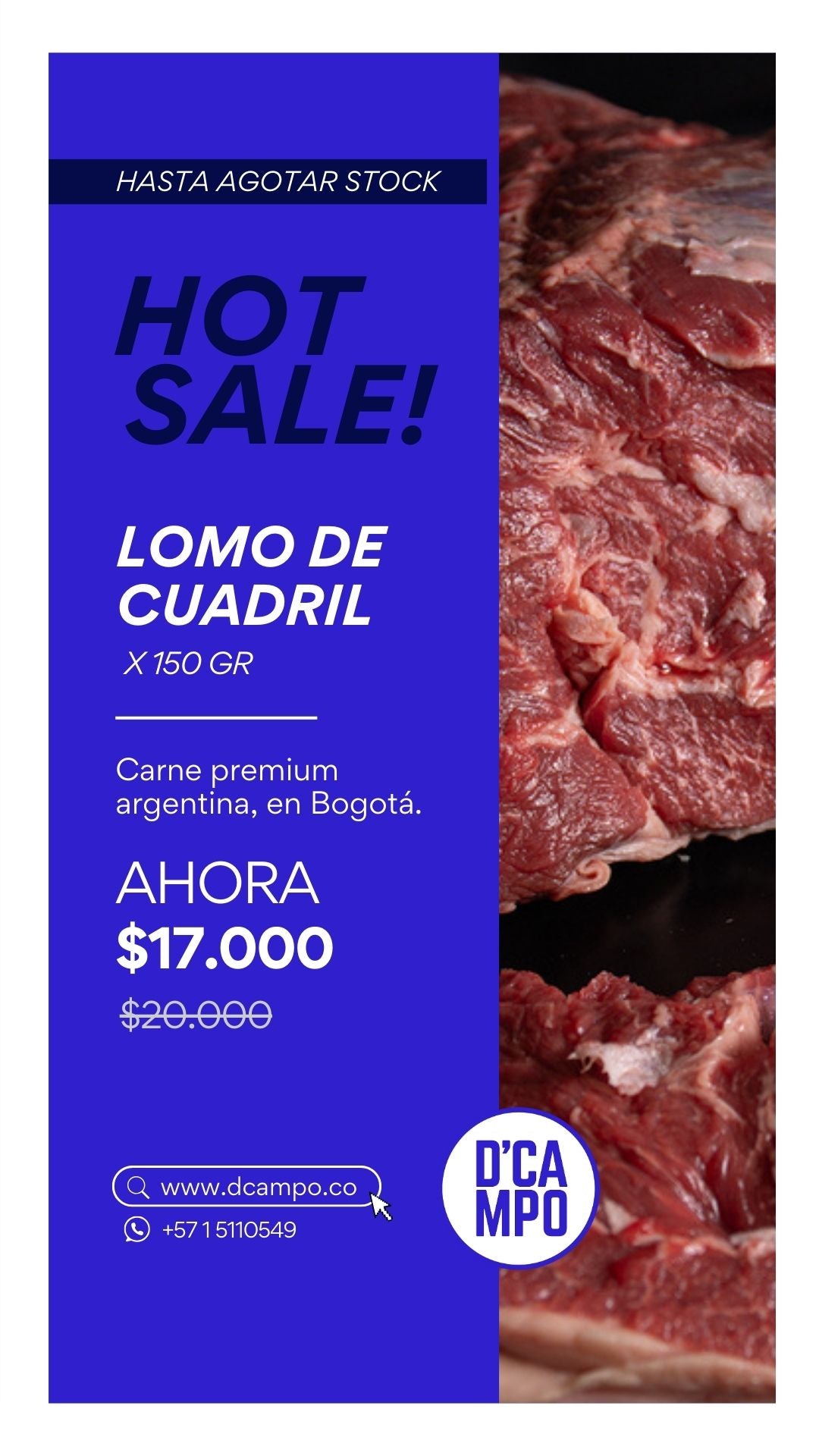 Lomo de cuadril por porciones