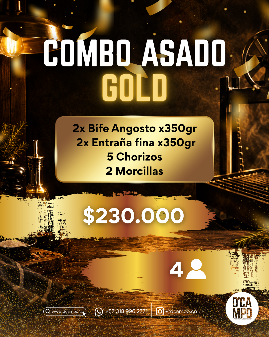 Combo asado Gold para 4 personas