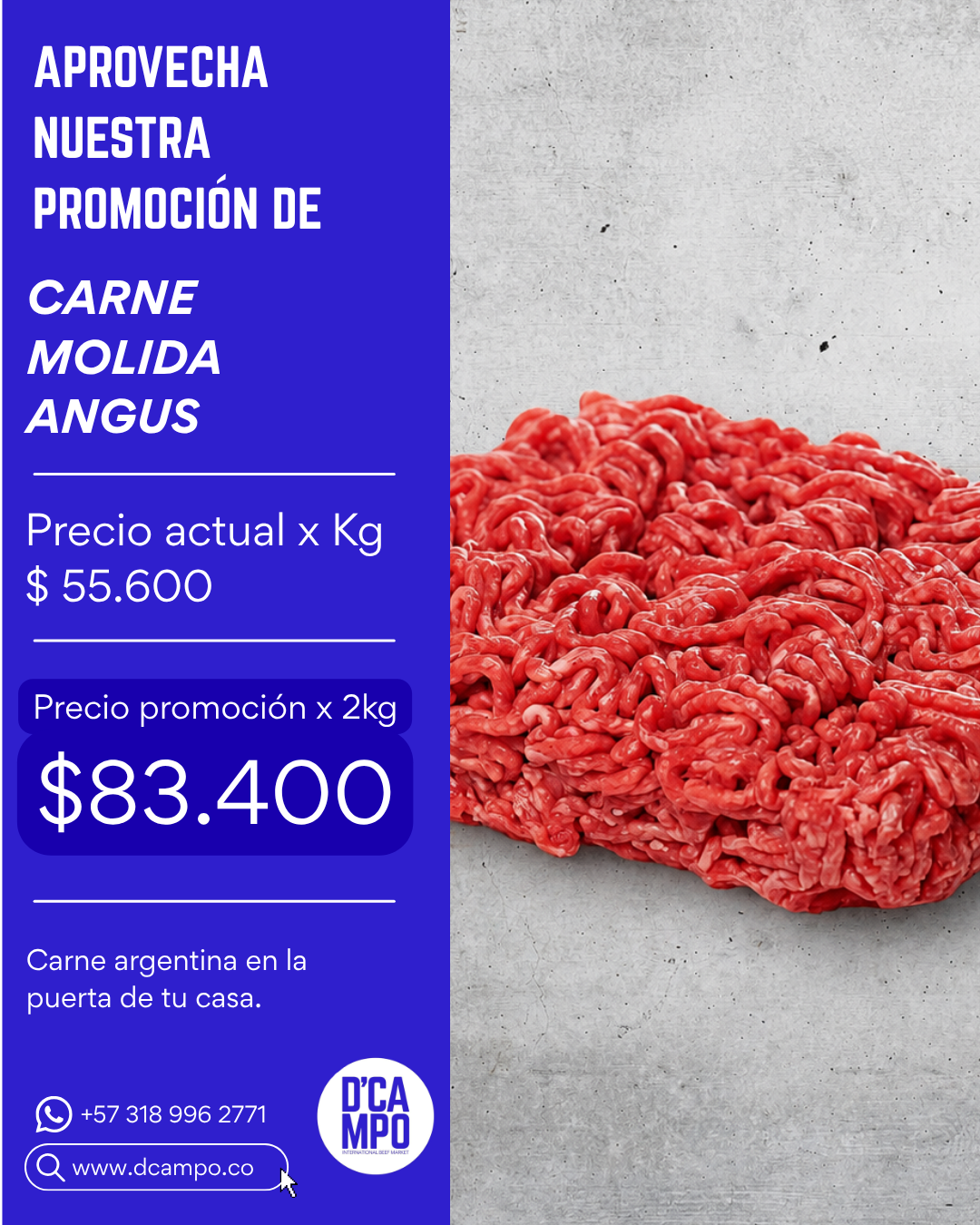 Carne molida Angus - Promoción 50% de descuento en tu segundo Kg